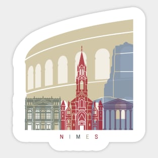 Nimes skyline poster Sticker